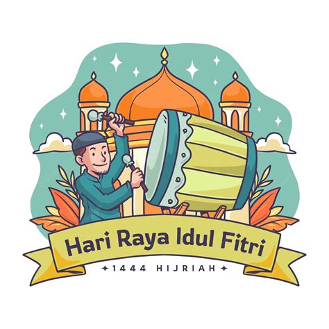 Free Vector Hand Drawn Hari Raya Idul Fitri Illustration