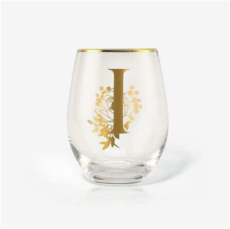 Monogrammed Initial Wine Glasses Onebttl Stemless Wine Glasses With