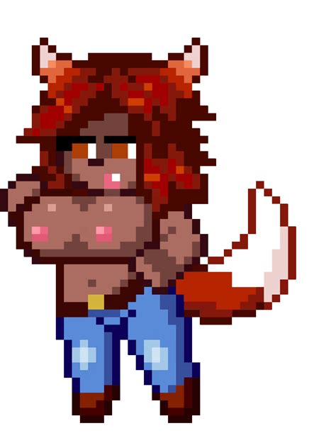 Rule 34 Animated Boobs Color Colored Fox Ears Fox Tail Jeans Monster Girl Nipples Pixel Art