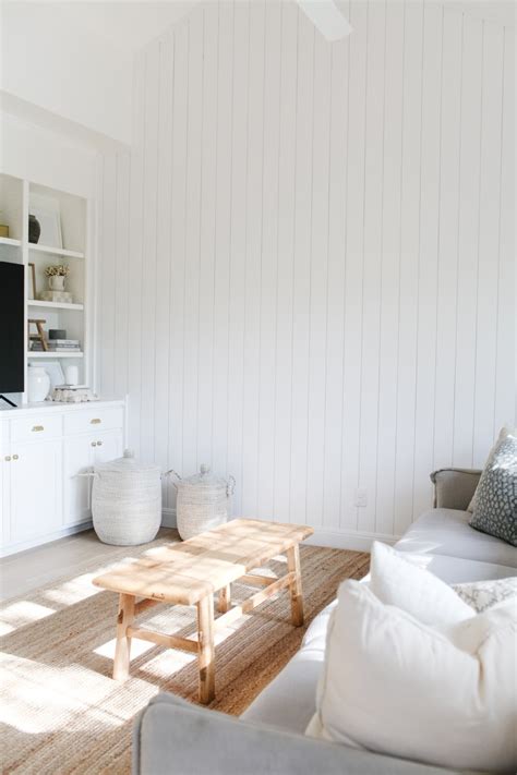 White Shiplap Living Room Walls Color Inspiration