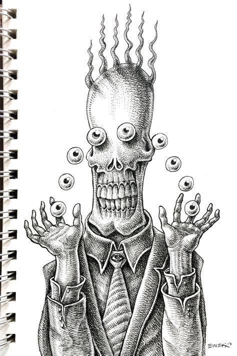Pin By Aisha Ali On Daily Doodles By Emek Scary Art Creepy