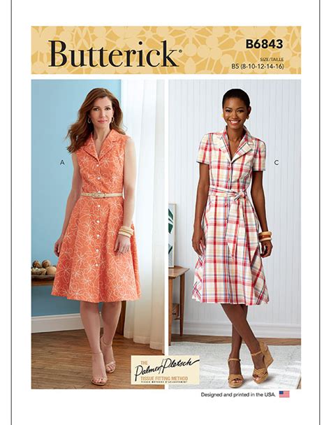 Butterick B6843 Pattern Retro Shirtdress With Sash
