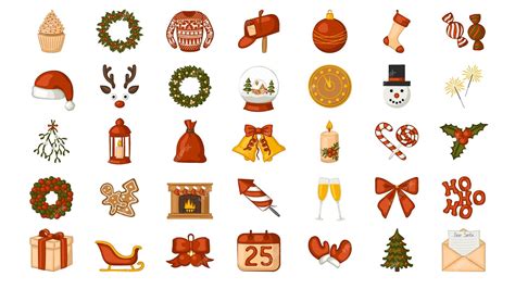 Premium Vector Set Of Christmas Icons Collection Of Traditional