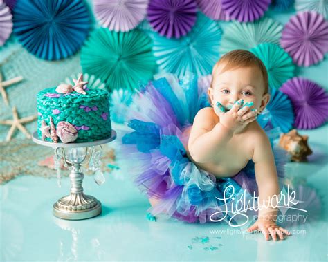 Mermaid 1st Birthday Cake Smash Photo Custom Cake Tutu And Props By