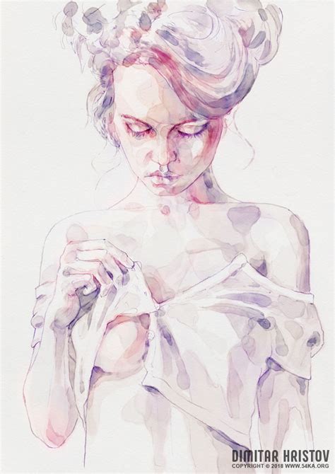 Aquarelle Sensual Portrait Of A Girl Figure Drawing By Dimitar Hristov 54ka