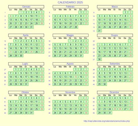 Calendario Italiano 2025