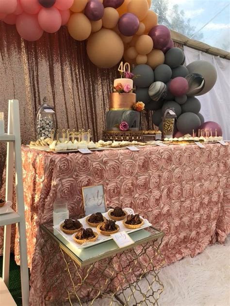 Rose Gold 40th Birthday By Partyliciouseventspr Table Decorations