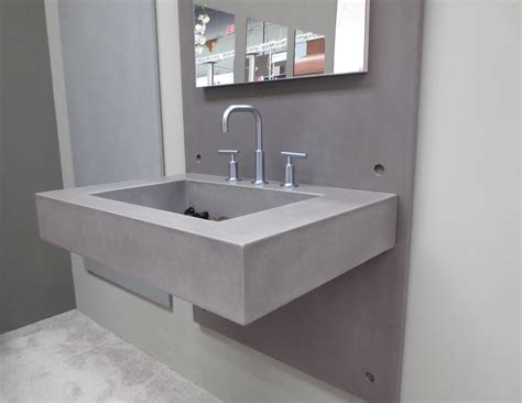 Kindred stainless steel top mount 33 in. Wall Mount Sink - ADA Concrete bathroom sink by Trueform ...