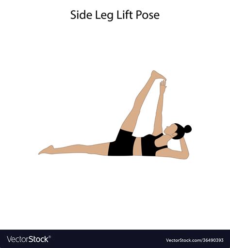 Side Leg Lift Pose Yoga Workout Healthy Lifestyle Vector Image