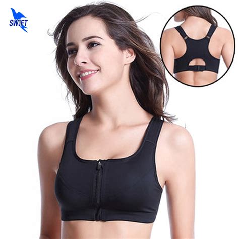 2017 Women Zipper Push Up Sports Bras Removable Padded Wirefree