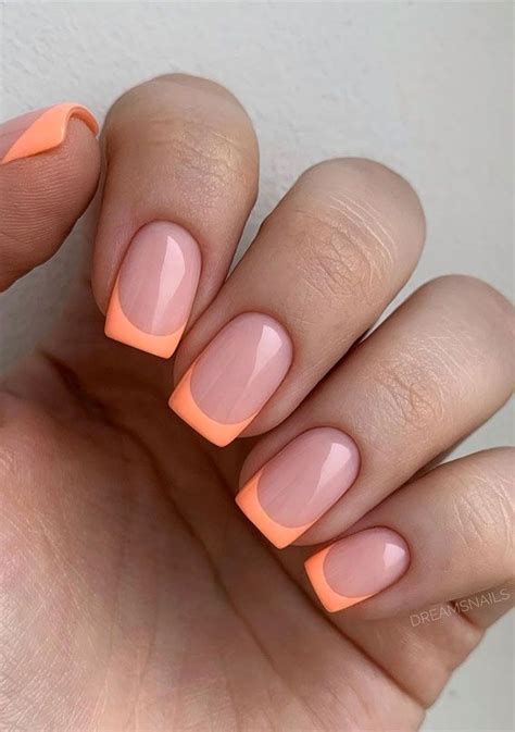 25 cute coloured french tip nail ideas simple peach french tips Дизайнерские ногти Красивые