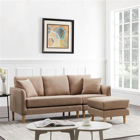 Modern Upholstered Sofa With Reversible Sectional Chaise L Shaped