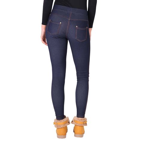 Womens Warm Fleece Lined Stretch Denim Jeans Thermal Leggings Jeggings Trousers Ebay