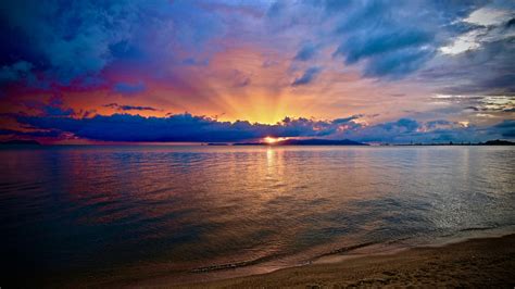 Wallpaper Photography Sunset Beach Clouds 1920x1080 Blurstreak
