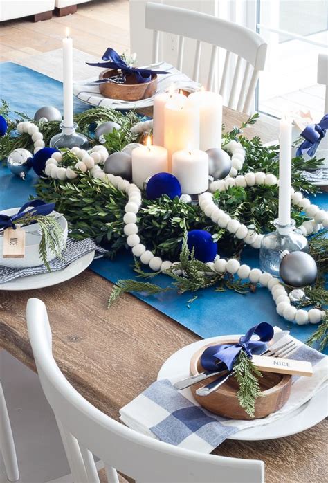 Navy Christmas Tablescape Blue Christmas Decor Blue Christmas