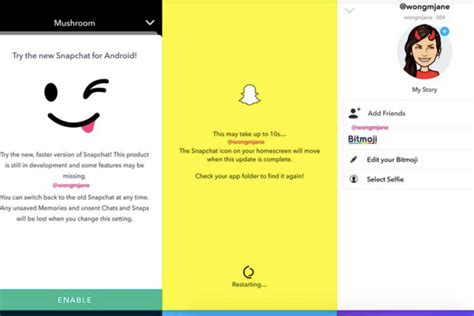 snapchat s android redesign spotted in alpha can be enabled via root
