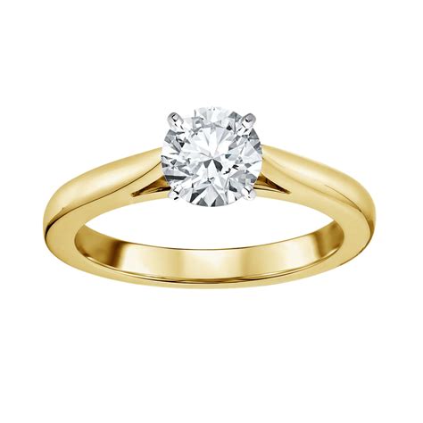 Tradition Diamond 14k Yellow Gold 1 Carat Certified Round Diamond Ring