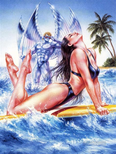 Evolution Psylocke And Archangel Sexy Nude Painting In Oil For Sale
