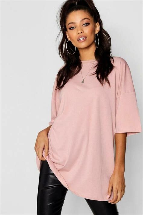 Ladies Womens Basic Stretchy Jersey Casual Plain Oversized Baggy T