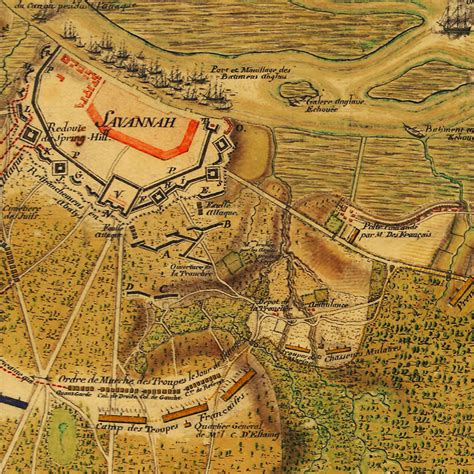 Savannah 1779 Siege Of Savannah Georgia Revolutionary War Map