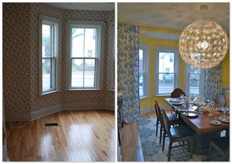 We have a sheer roller shade layered with an opaque. dining room bay window | Dining room windows, Home decor ...