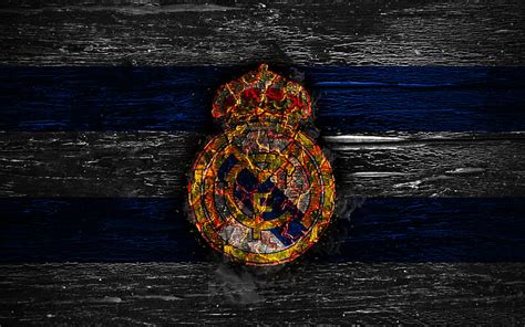 Real Madrid Fc Fire Logo Laliga White And Blue Lines Spanish Football