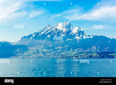 Lake Lucerne And Pilatus Mountain In Switzerland Stock Photo Alamy