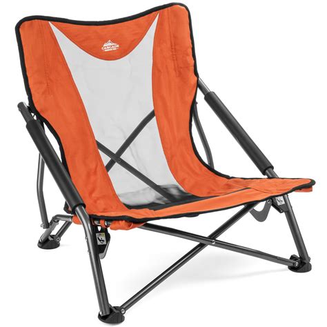 Cascade Mountain Tech Compact Low Profile Outdoor Folding Camp Chair With Carry Case Orange