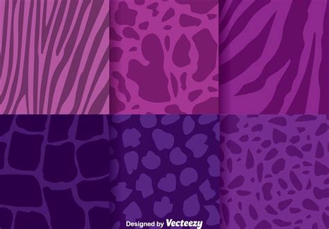 Illustration Set Of Abstract Animal Print Purple Seamless Background