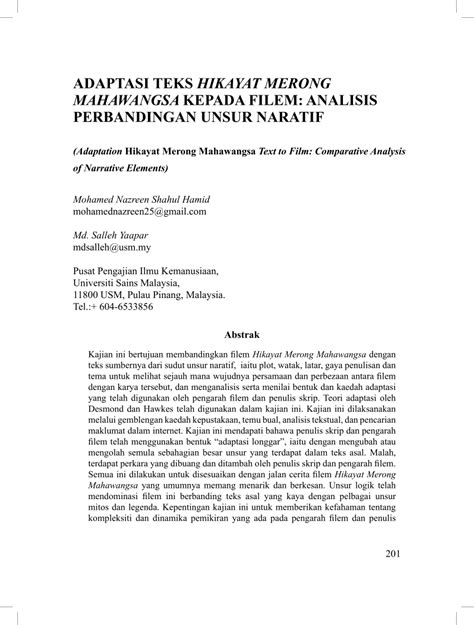 Norman abdul halim, edry abdul halim, johan lucas, amaludin syukri written by: (PDF) ADAPTASI TEKS HIKAYAT MERONG MAHAWANGSA KEPADA FILEM ...
