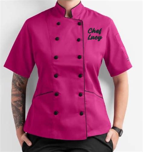 Custom Pink Chef Coat Personalized With Embroidery Detailed Piping Etsy