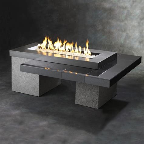 The Outdoor Greatroom Company Uptown 64 Inch Linear Propane Gas Fire Pit Table With 42 Inch