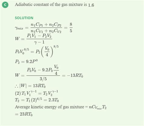 A Mixture Of Ideal Gas Containing 5 Moles Of Monatomic Gas And 1 Mole