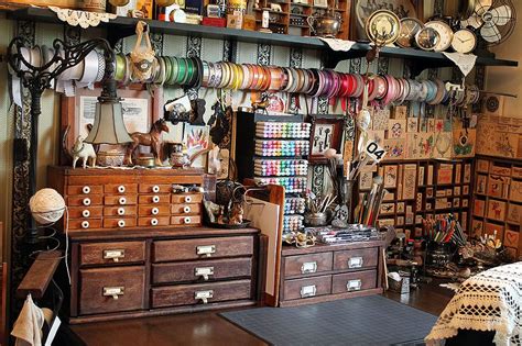Craft room ideas for a small space. Vintage craft room, Craft room office, Craft room