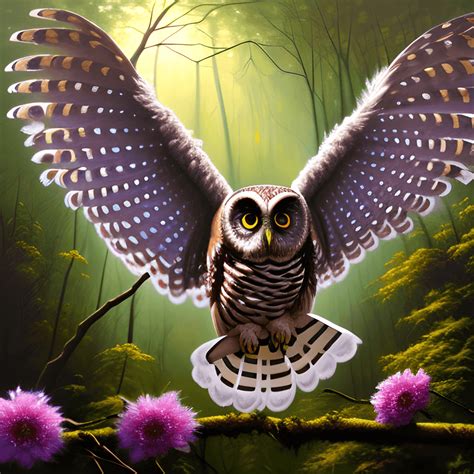 Oil Painting Hyper Realistic Silky Owl Infused With Hyper Realistic