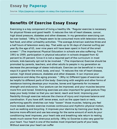 🔥 Importance Of Exercise Essay Importance Of Healthy Diet And Exercise