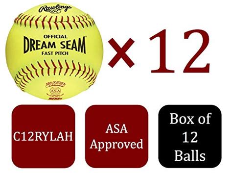 Rawlings C12rylah Official Asa Dream Seam Fastpitch Softballs Yellow