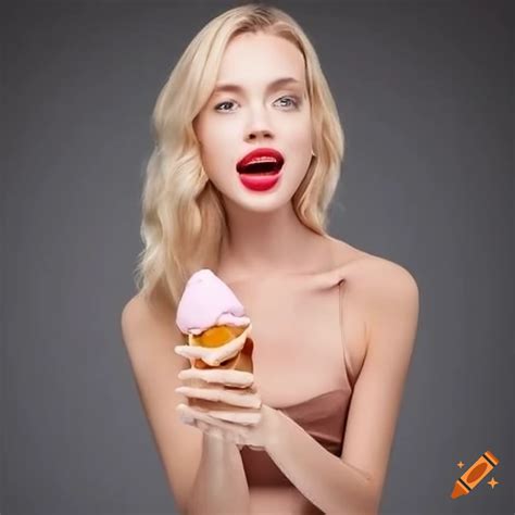 Tempting Ice Cream On A Captivating Face