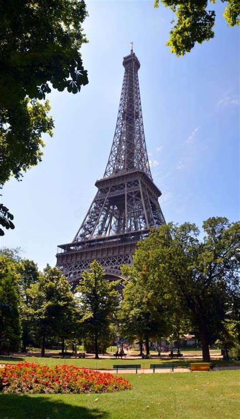 Vertical Panorama Of Eiffel Tower Paris France Stock Image Image Of