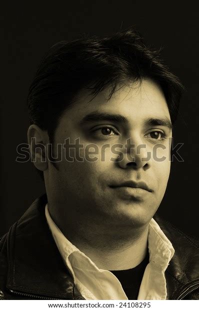 Portrait Indian Young Man Oldfashioned Black Stock Photo 24108295