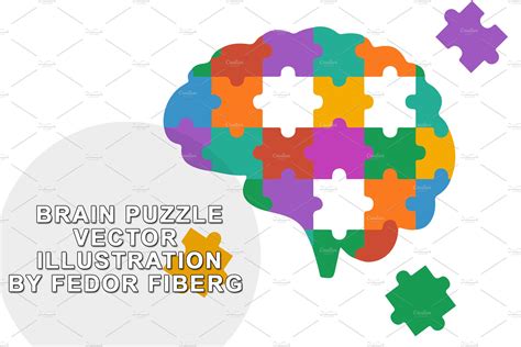 Brain Puzzle Vector Illustration Custom Designed Icons Creative Market