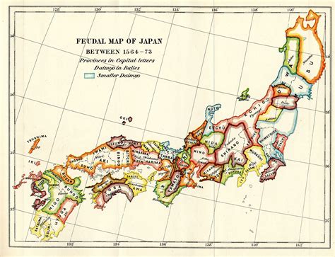 The feudal period of japanese history was a time when powerful families (daimyo) and military warlords (shogun) ruled japan. Feudal Map of Japan between 1564-73 (published 1905) | Japan history, Japan map, Sengoku period