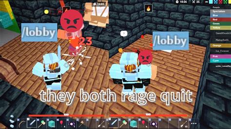 I Made 2 People Rage Quit In The Same Game Roblox Bedwars Youtube