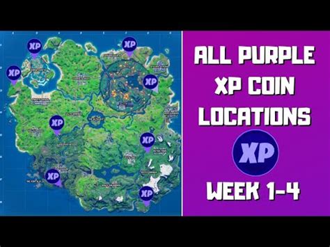 This video showcases all gold, purple, blue & green xp coins. All Purple XP Coins Locations in Fortnite Season 4 Chapter ...