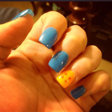 Get your nails done with beautiful designs, perfect paints, and of course lengths. Dragon ball z nails! Get blue , orange and ask them to airbrush the red stars! | Nails, Hair and ...