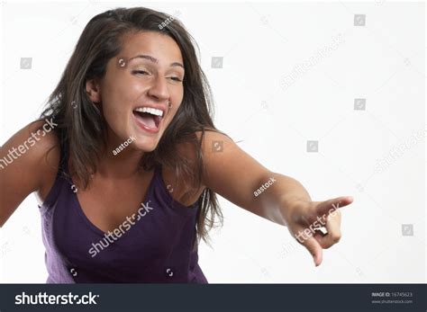 Young Pretty Woman Laughing On White Background Stock Photo 16745623