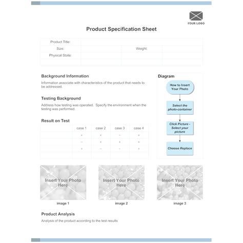 Showcase your products in a modern and professional way with our line sheet template. Product Specification Sheet Example