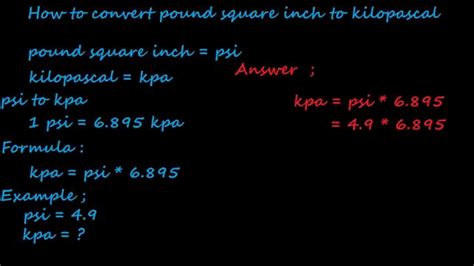 Kpa is measuring unit of pressure in the metric system. how to convert psi to kilo pascal - pressure converter ...