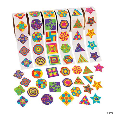 Funky Geometric Shapes Rolls Of Stickers