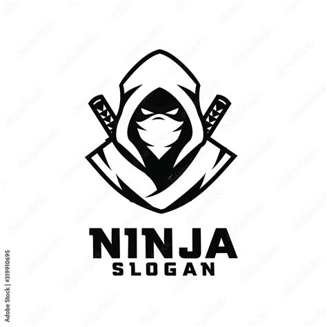Black White Ninja Character Logo Design Cartoon Stock Vector Adobe Stock